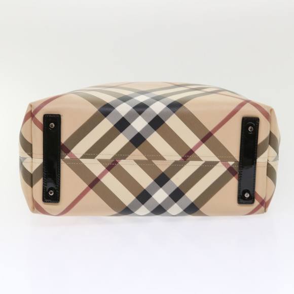 BURBERRY Nova Check Tote Bag PVC Leather Beige Auth yk7756 - Picture 8 of 16